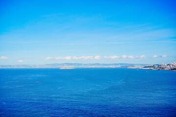 The landscape of San Francisco Bay and golden gate bridge in California	