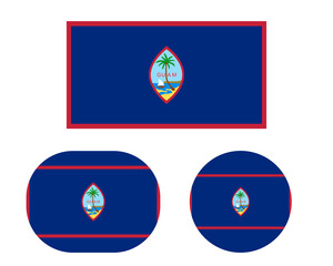 Flag in rectangle oval and circle, isolated png background. Flag of Guam