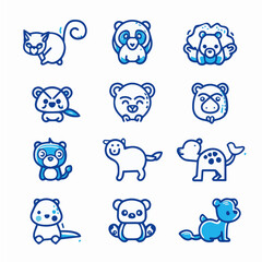 outline icon set of Whimsical Animals