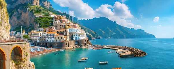Papier Peint photo Lavable Europe méditerranéenne view of the amalfi coast of italy during a sunny day