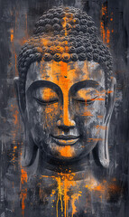 golden buddha face, buddhism religion concept, closeup portrait of buddha with closed eyes