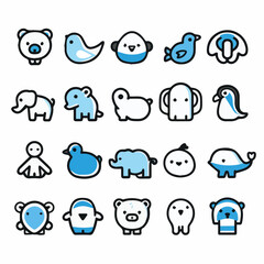 outline icon set of Whimsical Animals