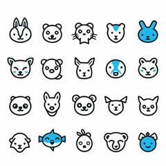 outline icon set of Whimsical Animals