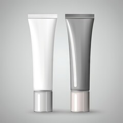 Grey Cream Tube, 3d Gel with Gray Chrome Lid, Toothpaste Product Packing, AI