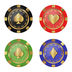 Vector illustration on a casino theme. Set of realistic poker chips.