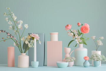 gifts and flowers in pastel tones, minimalism (3)