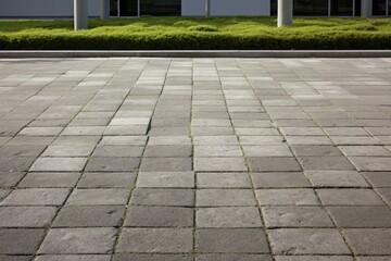 Permeable Parking Area with Grey Concrete Flooring Blocks and Substrate of Sand and Grass - Ideal
