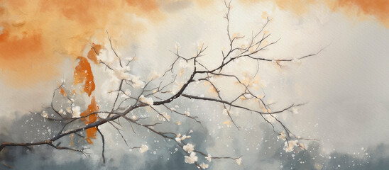 Blooming Branch. Spring concept, watercolor