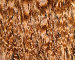 Texture of curly red hair. Stock photo of women's hairstyles in best quality.