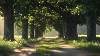 Naklejka premium Abstract background of route and journey amidst the big tree and beautiful nature