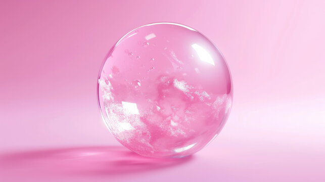 Isolated 3D Render of Shiny Pink Bubble High-Resolution Concept Image, pink crystal ball