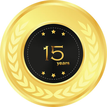 15th anniversary in gold and Black, anniversary gift, 15th Year Anniversary Celebrating, Golden seal, golden ring, birthday celebration