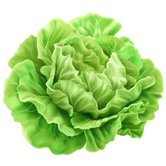 Fototapeta premium green butter lettuce vegetable or salad isolated on white background. Generative AI
