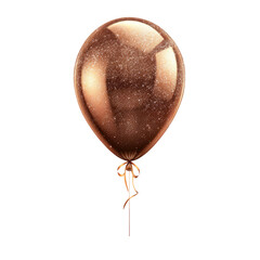 brown glitter helium balloon. Birthday balloon flying for party and celebrations. Isolated on white background. Generative AI
