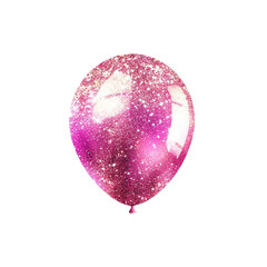pink glitter helium balloon. Birthday balloon flying for party and celebrations. Isolated on white background. Generative AI