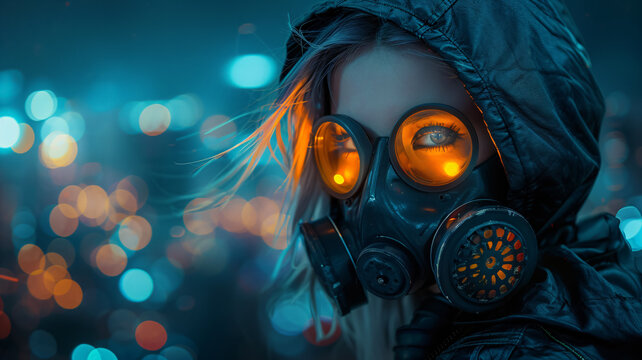 woman with gas mask