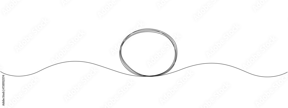 Poster continuous line drawing of a black circle. single-line frame icon. a sketch of a circular frame. vec