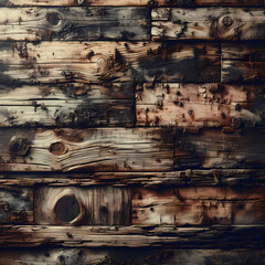 grunge wood panels, featuring weathered and distressed surfaces with rugged textures and rough edges, generative ai