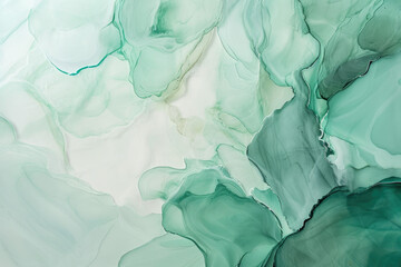Fototapeta premium Marbling. Marble texture. Paint splash. green fluid. Abstract colored background. Highly-textured oil paint.Generative AI.