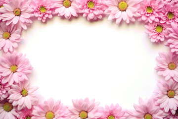 Frame from pink flower isolated on white background. Generative AI