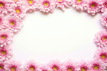 Frame from pink flower isolated on white background. Generative AI