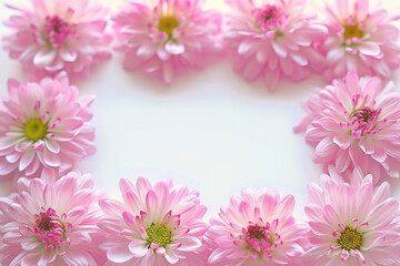 Frame from pink flower isolated on white background. Generative AI