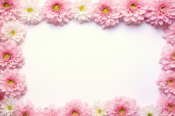 Obraz na płótnie Canvas Frame from pink flower isolated on white background. Generative AI