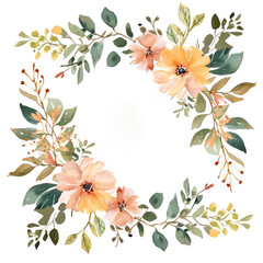 Obraz premium watercolor wreath of flowers. Generative AI