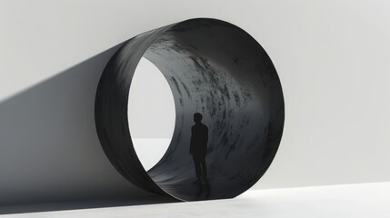 Basic shadows converge to create an illusionary portal to another realm, merging simple darkness with a gateway to a mysterious dimension.
