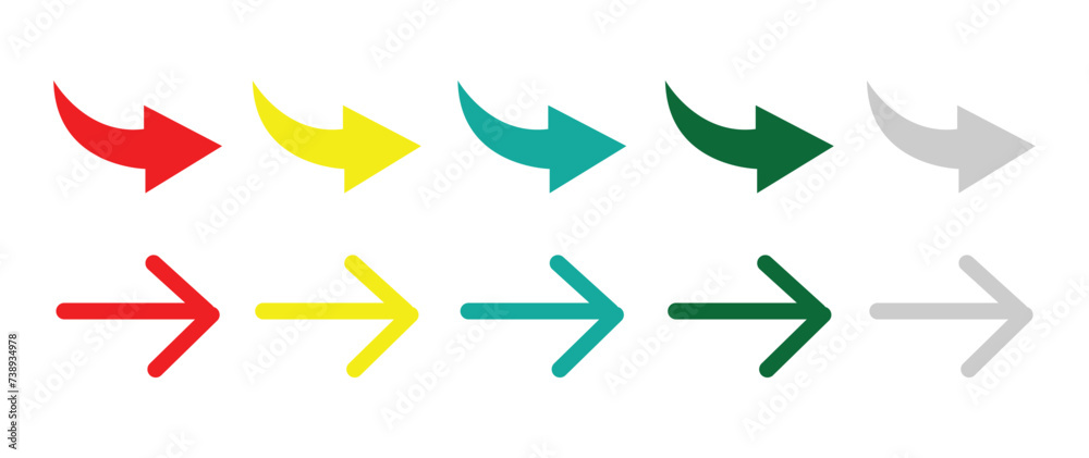 Wall mural arrow set icon. colorful arrow symbols. arrow isolated vector graphic elements. vector illustration.