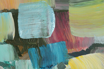 Art Abstract acrylic and oil painting blot canvas wall. Color relief brushstroke palette knife...