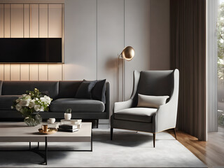 Elegant Armchair and Sofa in Stylish, Inviting Interior