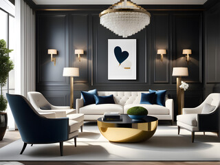 Elegant Armchair and Sofa in Beautifully Designed Interior