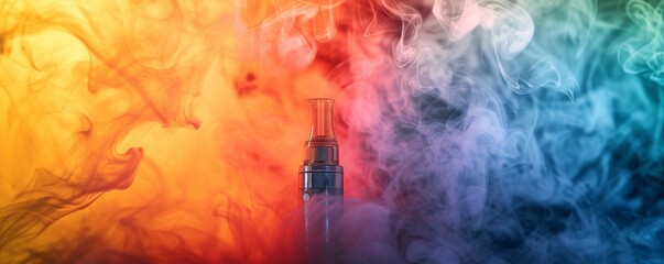 Abstract colorful vape. Electronic cigarette with smoke - obrazy, fototapety, plakaty