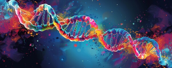3d DNA Structure on Abstract Background - obrazy, fototapety, plakaty