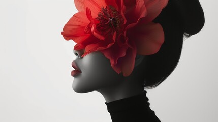 Woman With Red Flower on Her Head