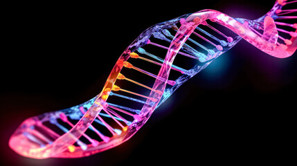 A 3D illustration of a blue DNA structure isolated against a background, representing genetics, science, and molecular biology.