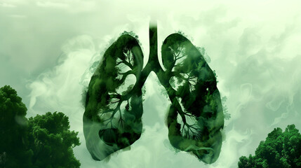 Green lungs - environmental protection concept - surreal illustration.