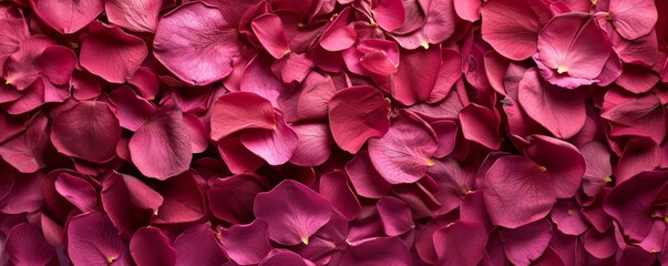 Lush and fragrant roses petals in shades of pink color