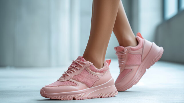 Sporty Pink Shoes Enhancing Woman's Legs