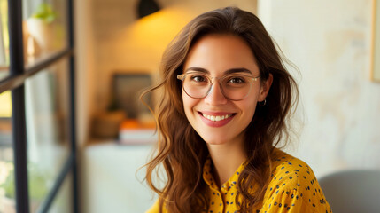 Close-up portrait of a happy smiling businesswoman