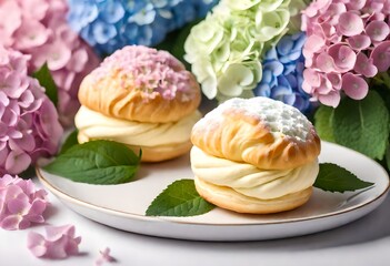 Obraz na płótnie Canvas cupcakes with icing sugar and sprinkles