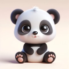 Logo of Cute baby panda with big eyes lovely little animal 3d rendering cartoon character. 
