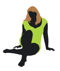 Silhouette of a plump young woman