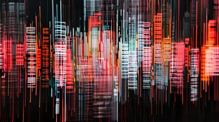 colored barcodes on black background, 16:9