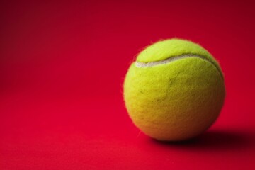Tennis Ball on Red Background