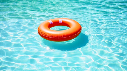 Obraz premium An inflatable ring floats gracefully on the shimmering surface of a pool, inviting relaxation and leisure on a warm, sunny day.