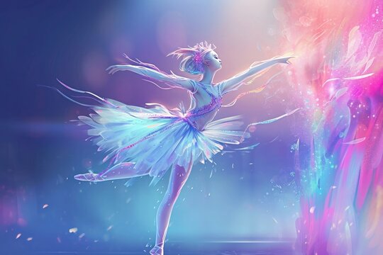 a painting of a ballerina in a colourful tutu