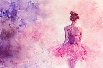 a painting of a ballerina in a pink tutu - obrazy, fototapety, plakaty