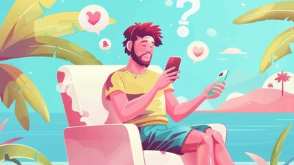 Illustration of Man with Two Smartphones